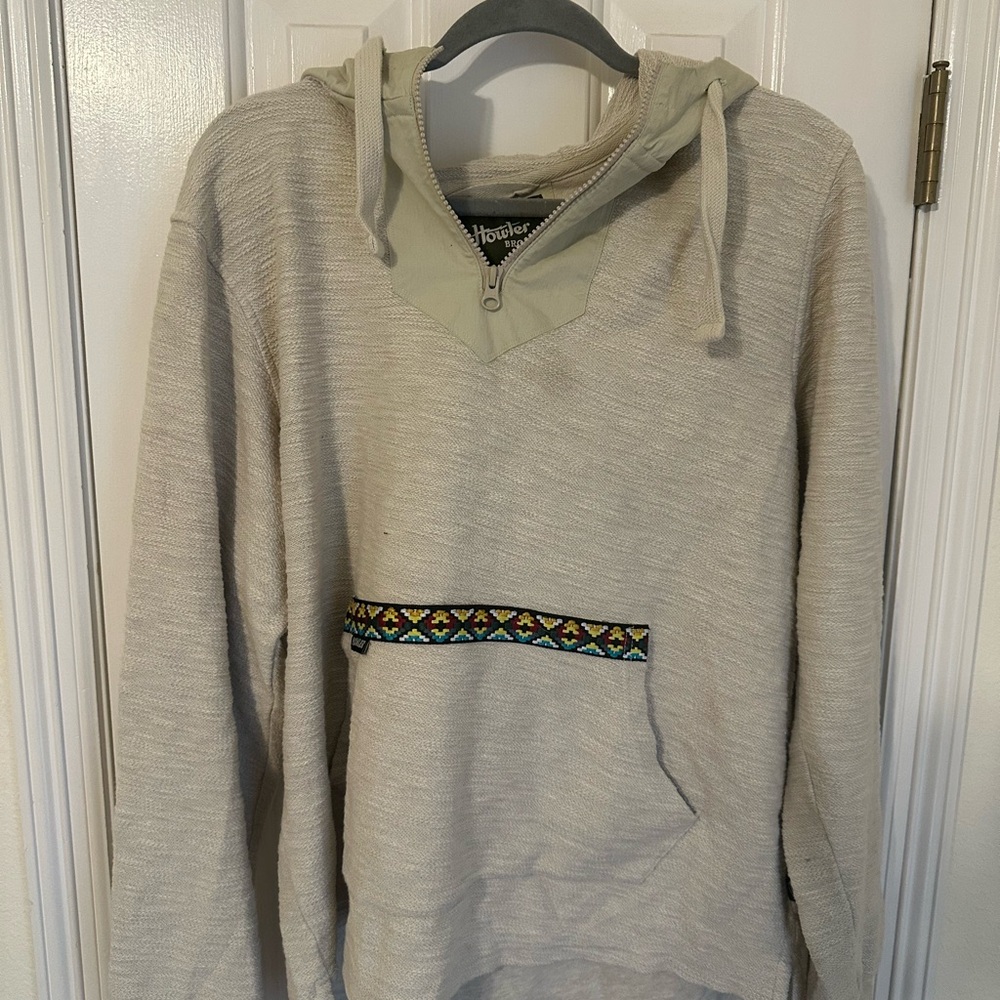 Howler Brothers Cream Hoodie with Patterned Pocket